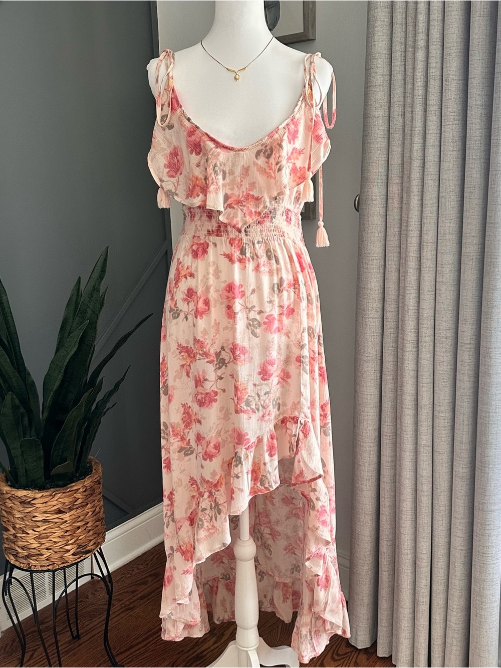 Guess Very Cottage Boho floral long dress with pink watercolor print